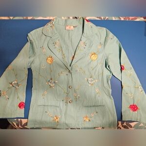 Embroidered Teal Jacket